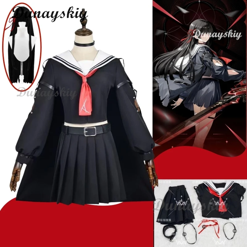 

Game Wuthering Waves CHISA Cosplay Costume JK uniform Top Skirt Wig Suit for Halloween Anime Party Women Roleplay Outfits