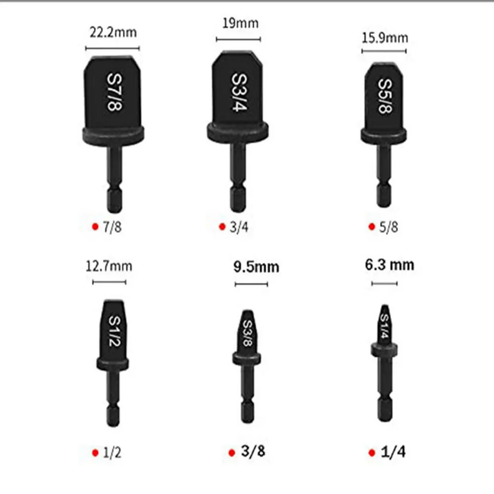 Трубчатый расширитель труб 6 шт., с шестигранной ручкой, металлический медный инструмент для захвата труб, для ремонта кондиционеров, электрическая дрель, развальцовочный инструмент