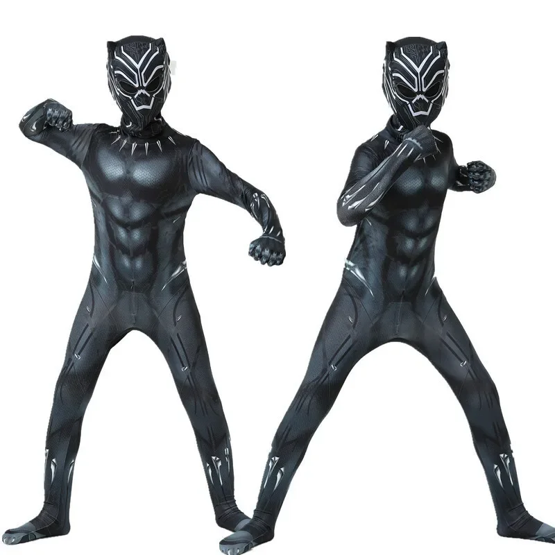 Halloween cosplay preto super-herói pantera traje para crianças adulto macacões conjunto super herói zentai terno pantera cosplay bodysuits