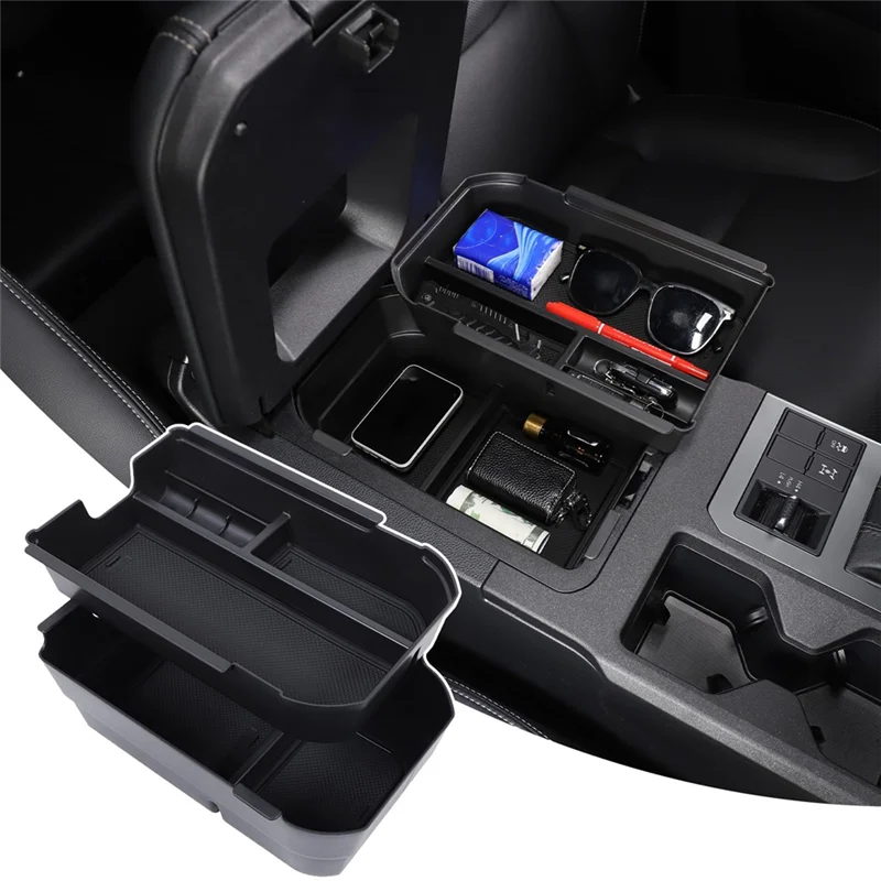 

Прецизионный органайзер для Toyota Land Cruiser 250 Prado LC250 2024, органайзер для центральной консоли, двухслойный подлокотник, ящик для хранения, лоток, аксессуары