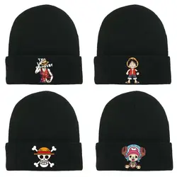 One Piece animation peripherals Kawaii Luffy Joe Baroden knitted hat printed woolen hat outdoor warm pullover hat gift wholesale