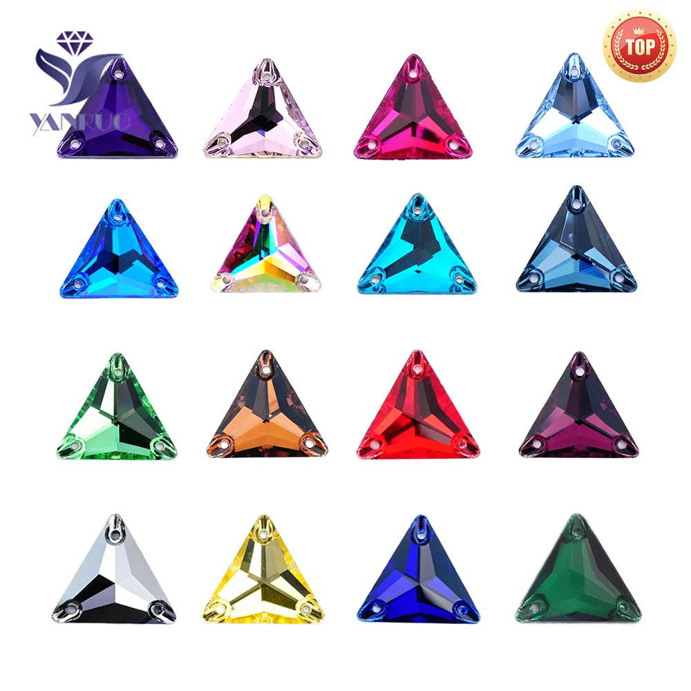 YANRUO 3270 Triangle All Color Sew On Stones Glass Crystals Needlework Rhinestones Leotard Clothes Gems Stones For Clothing