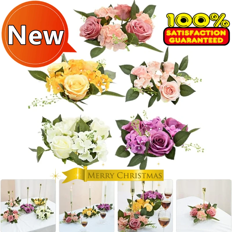 Anillos de vela de 20CM, corona de candelabro, corona de Rosa Artificial europea, decoración de Navidad, accesorios de ventana, mesa, arreglo de boda