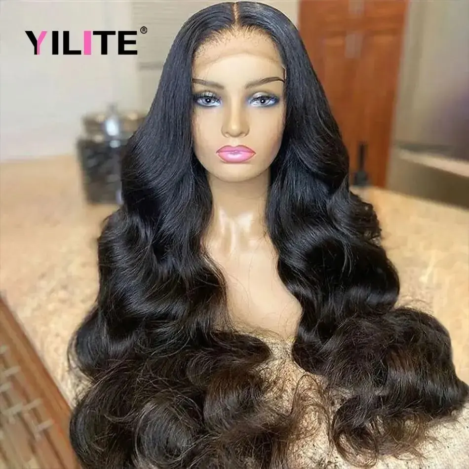 Natural Black 30 Inch 150 Density 13x6 HD Lace Wig Human Hair Wig Glueless Precut Water 13X4 Front Waves Women Human Hair Wigs