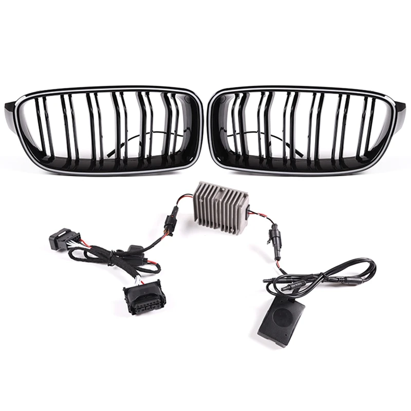 Front Bumper Grills Racing Grills For BMW 5 Series F10 F11 F18 Modified 5 Series Double Bar LED Illuminated Grille