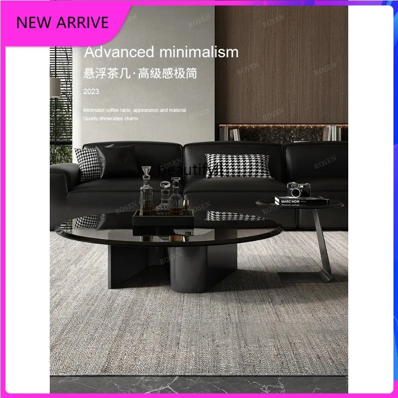 A4567 Designer Model Tempered Glass Panel Coffee Table round Light Luxury Minimalist Small Apartment Living Room Home