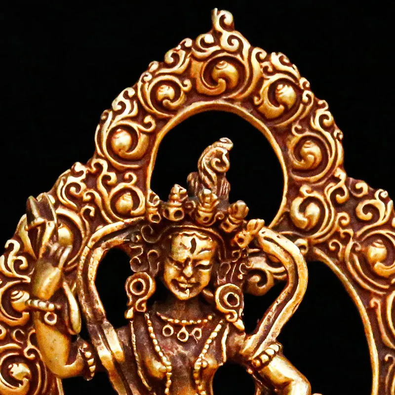 Nepal imports Majira quasi-Tibetan garments3Inch-sized gilded copper Buddhist statue, Tantric Maitreya, offering ornament