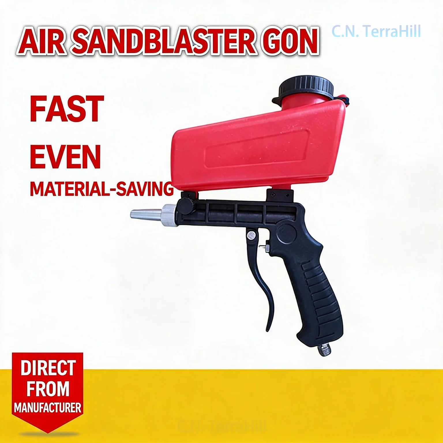Portable Pneumatic Sandblaster Gun, Handheld Air Sandblasting Tool for Rust Paint Removal, Red Blue Black, Mini Sand Blaster Gun