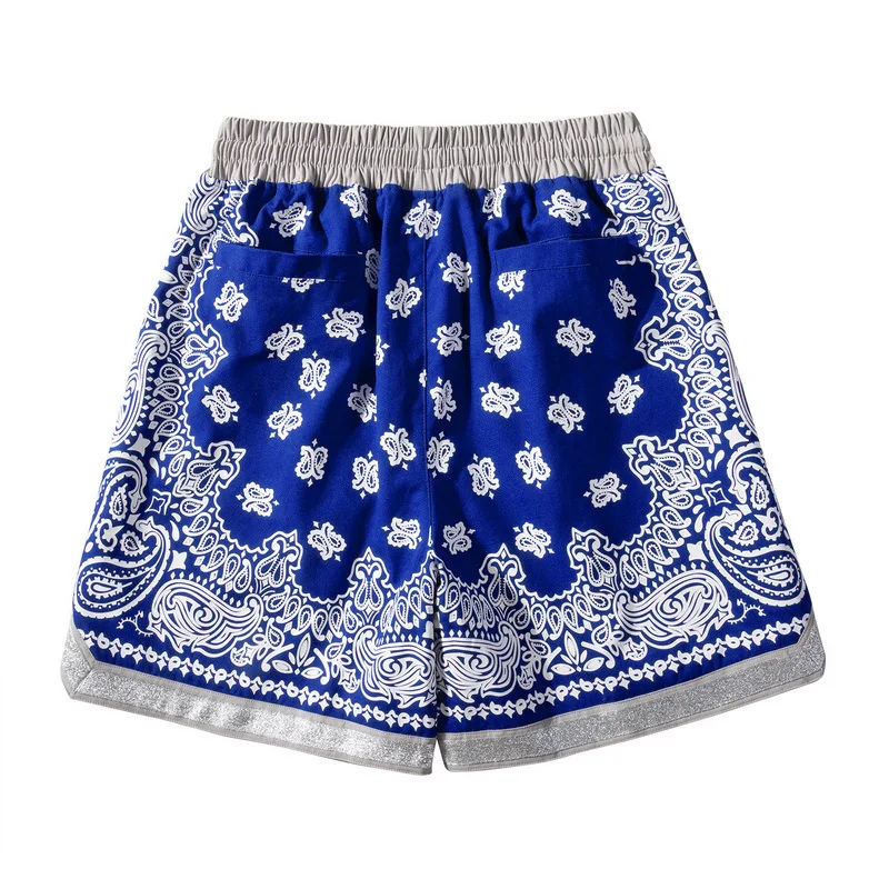 HKSH Summer New Men Tide Y2K High Street Hip-Hop Print Chic Loose Shorts Casual Half Lengh Pants Ins Elastic Waist Capris HK5750