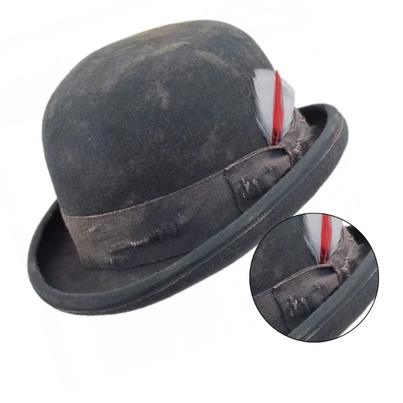 Vintage Fedora Top Hat Wool Short Brim Top Hat Western Round Top Hat for Boy Men Adults Cap Panama Hat