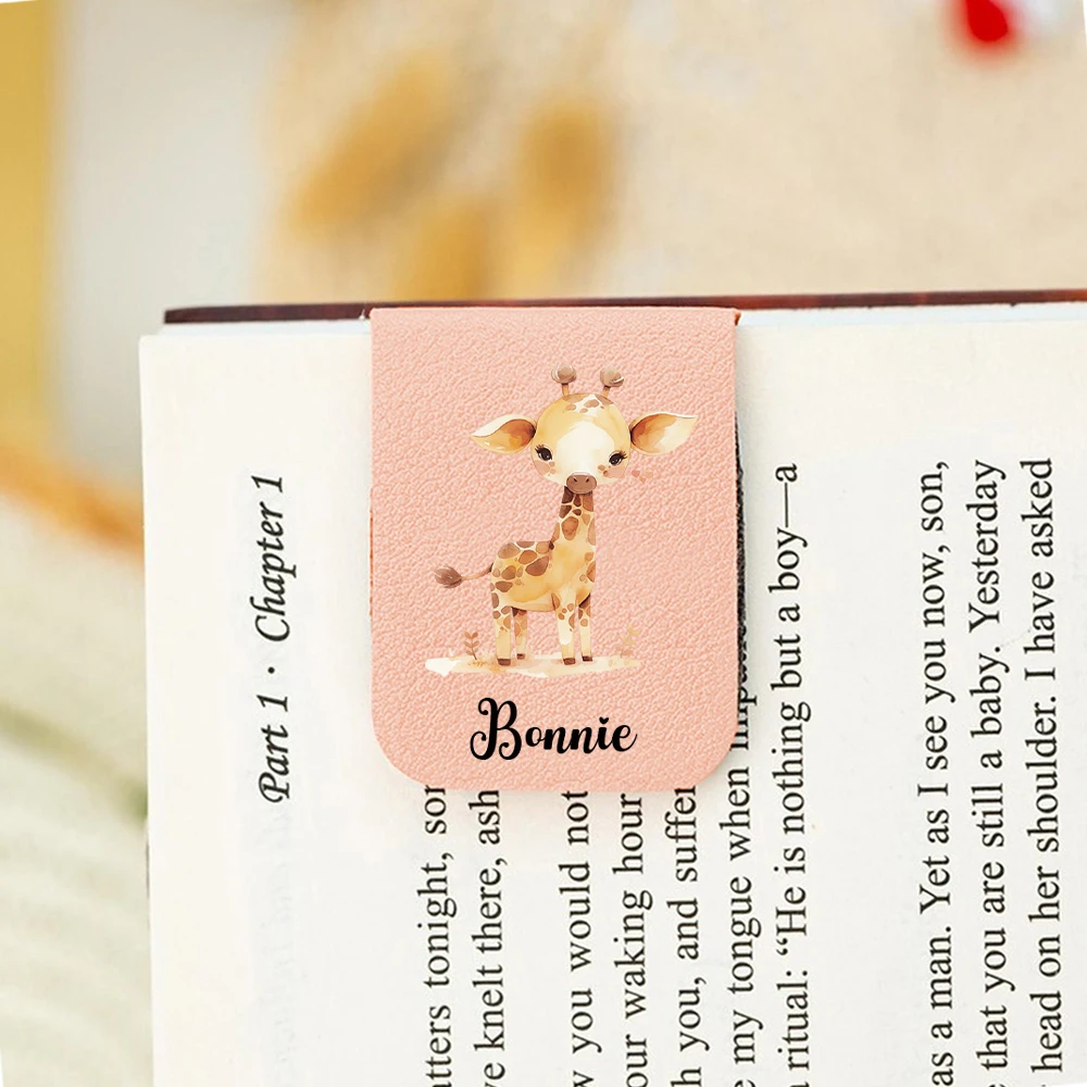 1PC Colorful Giraffe Custom Text Print Aqua Blue Magnetic Book Mark For Educational Supplies view 4