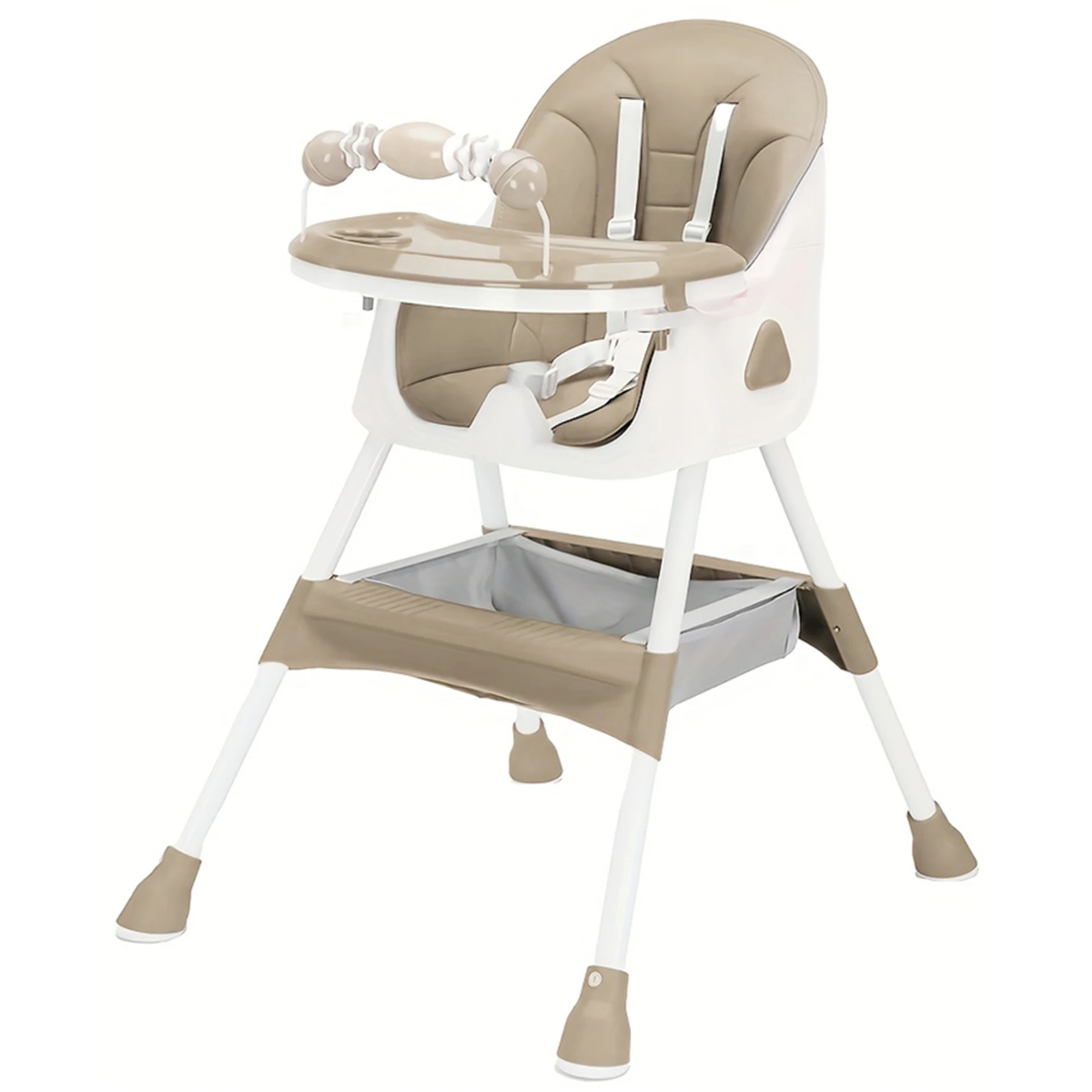 PIORLADO（家具） Klappbarer Babyhochstuhl 6 Monate Plus, mit großem Anti-Rutsch-Pad und Spielzeugregal, leicht zu reinigendes Füttern, E500 4