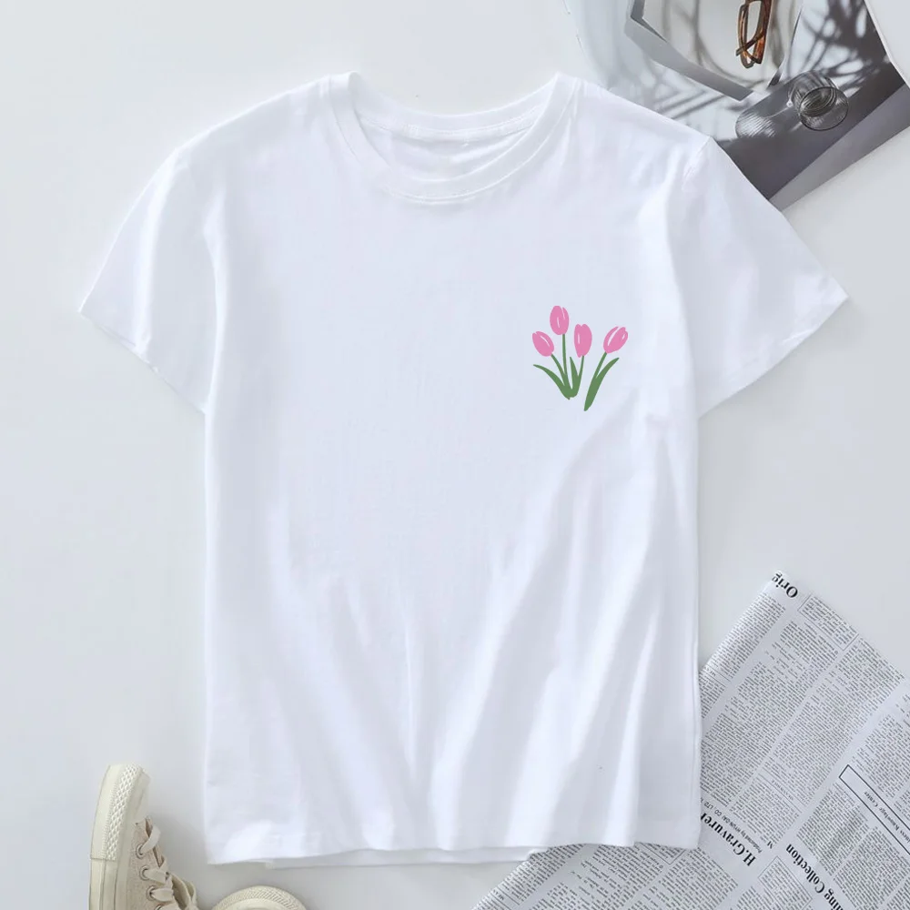 Women Tee Shirt Short Sleeve Top 2025 Summer Woman Tshirt Oversized Women's T Shirts New Graphic 100% Cotton Female Clothing