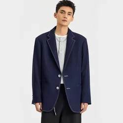 Blazer Men Japanese Harajuku Streetwear Fashion Vintage Loose Casual Denim Suit Blazers Cargo Jacket Cityboy Jeans Coat Male