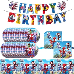 Spidey And His Amazing Friends Birthday Party Supplies, banner，Plates, Napkins and Tablecover for Party Decorations