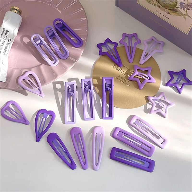 3pcs/set Purple Color Stars Hair Clips Children Heart BB Clip Hairpins Hair Accessories