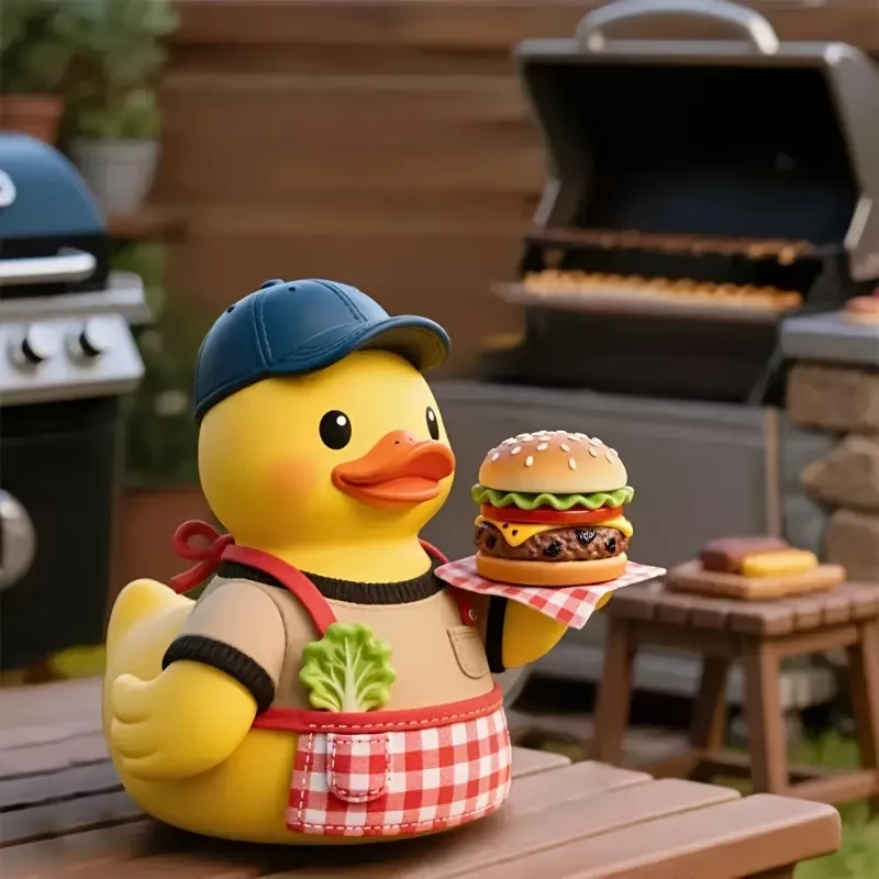 1 PC Roast Duck Barbecue Decorations Cute Hamburger Duck Desk Decoration Figurine Resin Miniatures Home Decor Creative Present