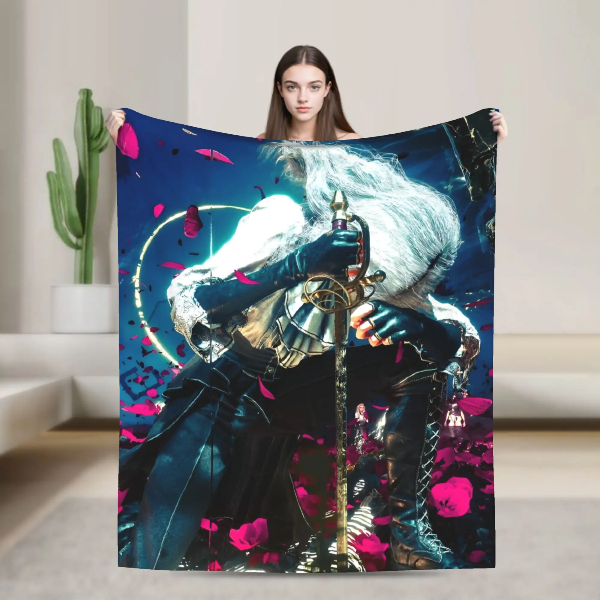 Clair Obscur Expedition 33 Maelle Blanket  Plush Throw Blanket For Home Decor Airplane Travel Flannel Bedspread Bed Cover