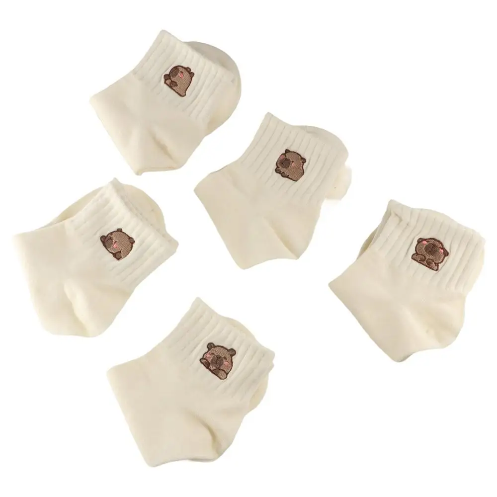 

Простые носки с изображением капибары, мягкие эластичные хлопковые носки, белые дышащие летние чулочно-носочные изделия для студентов