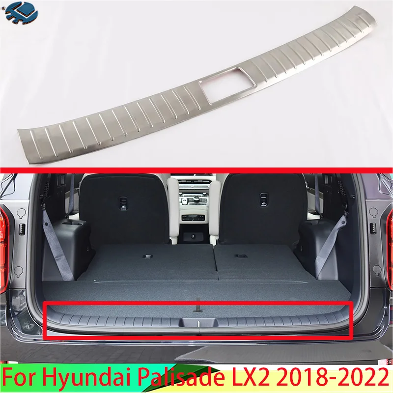 For Hyundai Palisade LX2 2018-2021 2019 Car Accessories Stainless Steel Rear Trunk Scuff Plate Door Sill Cover Molding Garnish