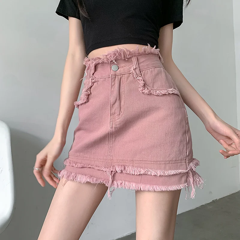 

2024 Spring New Denim Short Skirt for Women, High Waist, Trendy, A-line Spicy Girl, Hip Wrapping Half length Skirt