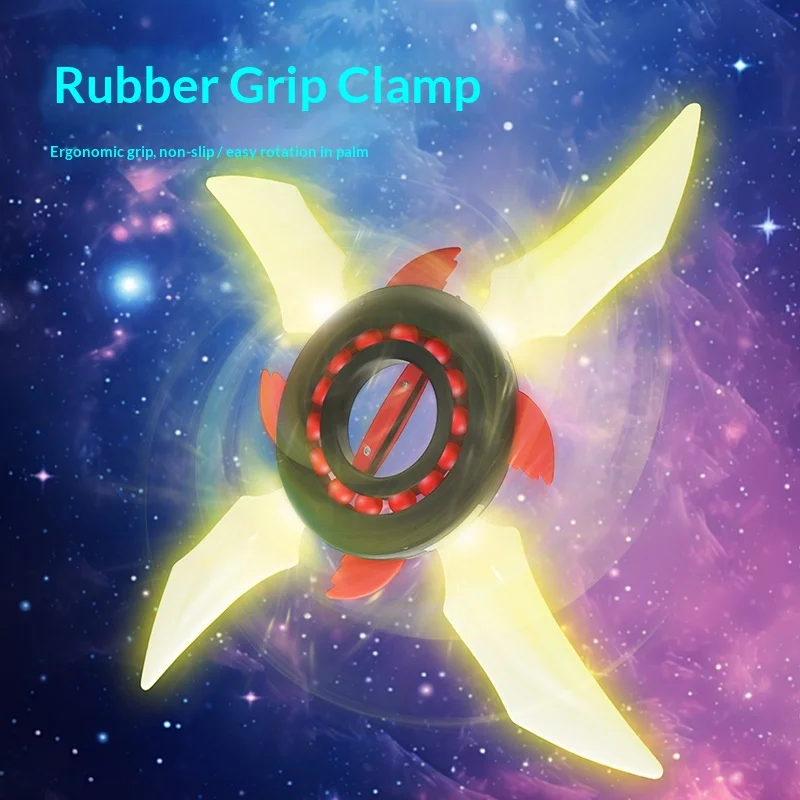 Lichtgevende Ninja Star Fidget Spinner Kleurrijke LED-verlichting Schakelbaar Langdurig Gemakkelijk te spelen Draaiend speelgoed Jongens Kinderen Verjaardagscadeau