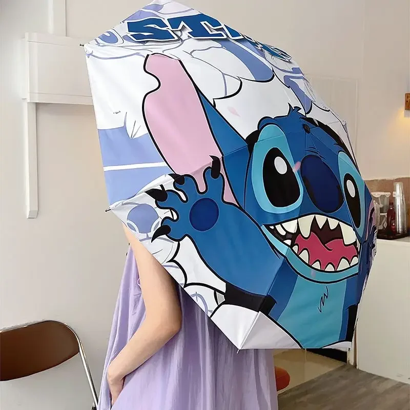 Disney Stitch Cartoon Character Cute High-Looking Folding Automatic Outdoor Sunscreen Umbrella Women's Anti-UV Umbrella Gift