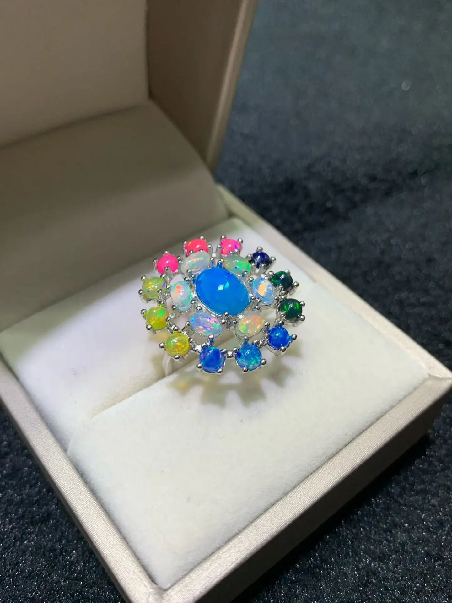 Elegant Natural Opal Rings Sterling 925 Silver Multi Color for Women Birthday Party Fine Jewelry October Birthstone - view 3