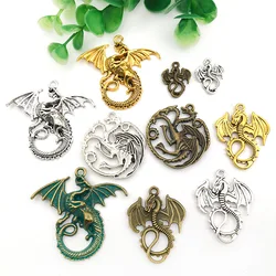 4 Colors Antique Alloy Flying Dragon Pendant Charm For Jeweley Making Necklace Pendants DIY Accessories Supplies Wholesale