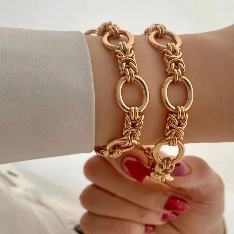 New Fashion Exquisite Plated Chain Bracelet for Women Men  with Ornate Link Design 316L Stainless Steel Jewelry
