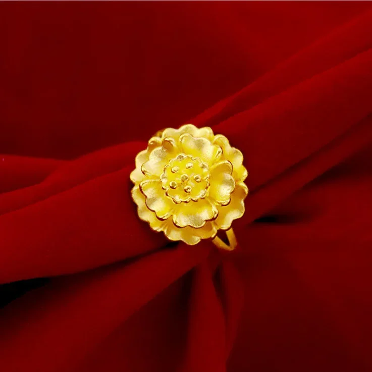 Lady's Peony Gold Plated 18k Yellow Gold Plated Jewelry, Não Alérgica ao Puro, 999, Nunca se Desvanece, Real, Duty Free