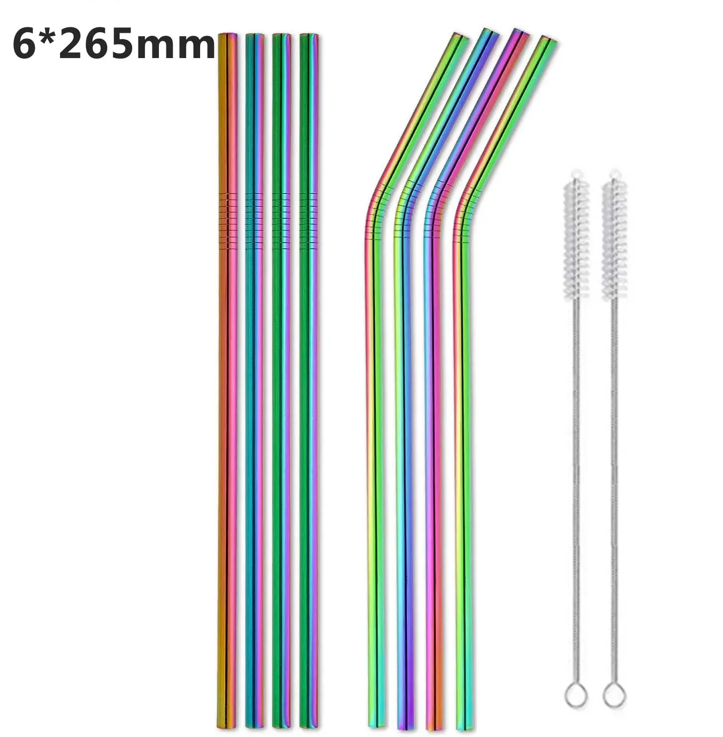 265mm Eco-friendly Metal Straws 304 Stainless Steel Straws Reusable Drinking Straws for 30 Oz Tumblers Yeti Cocktail Drinkware