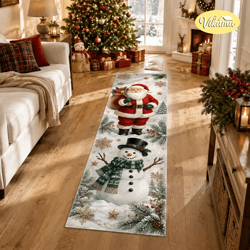 VIKAMA Christmas Long Corridor Foyer Rug For Living Room And Dining Room Corridor Running Track Easy To Clean Carpet Home Decor