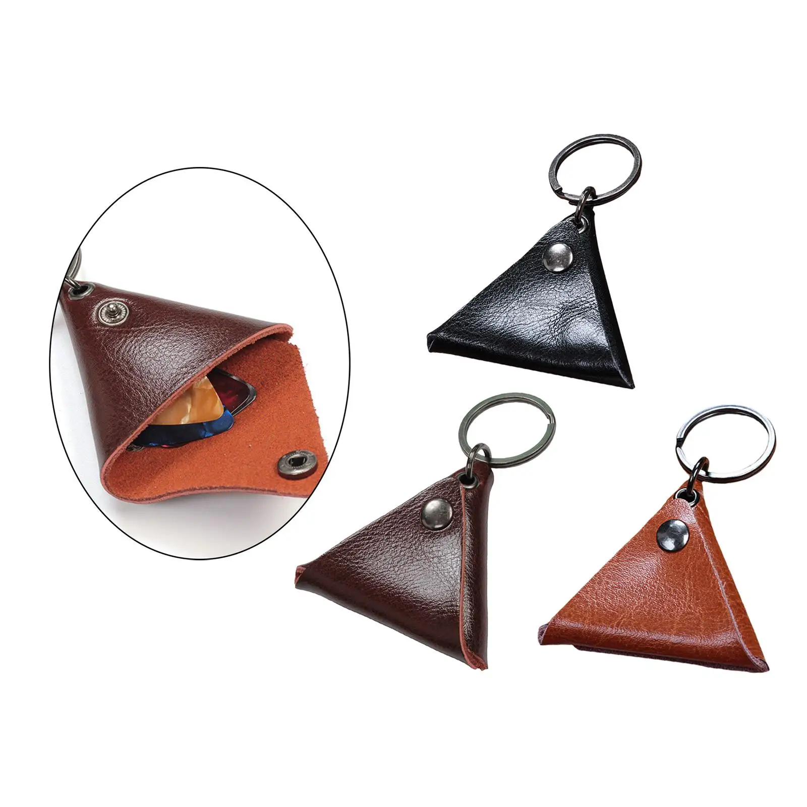 Plectrum Case Bag Stringed Accessories Key Fob Case Bag Ukulele Plectrums Bag Mini Leather Guitar Pick Holder Keychain Men