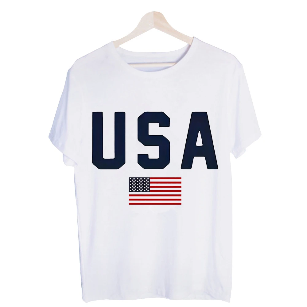 Men's USA Letter Print Graphic Tee, Short Sleeve Crew Neck T-Shirt for Casual Summer Outfits