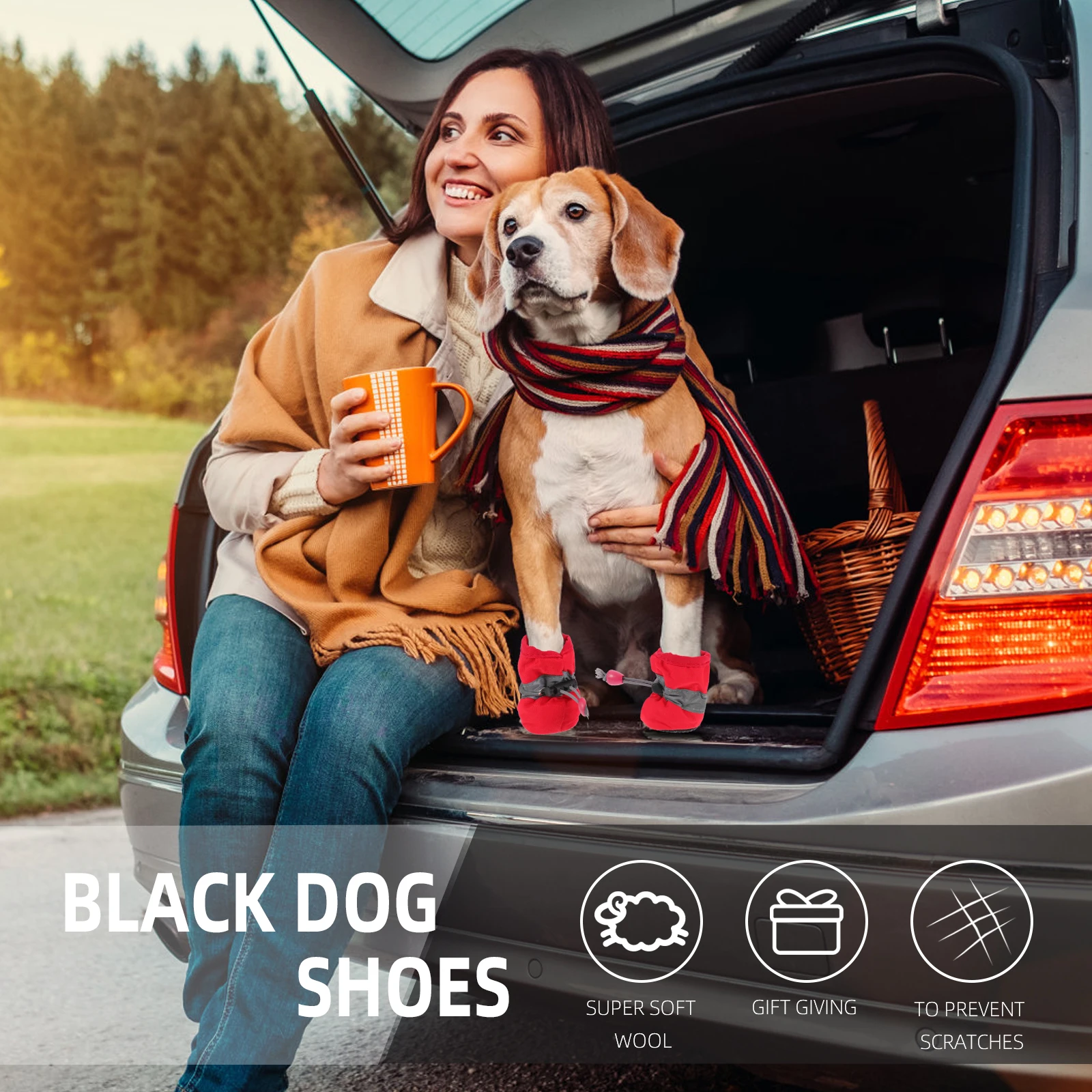 

4Pcs Dog Waterproof Foot Protectors Rubber Fabric Anti- Shoes for Indoor Outdoor Stylish