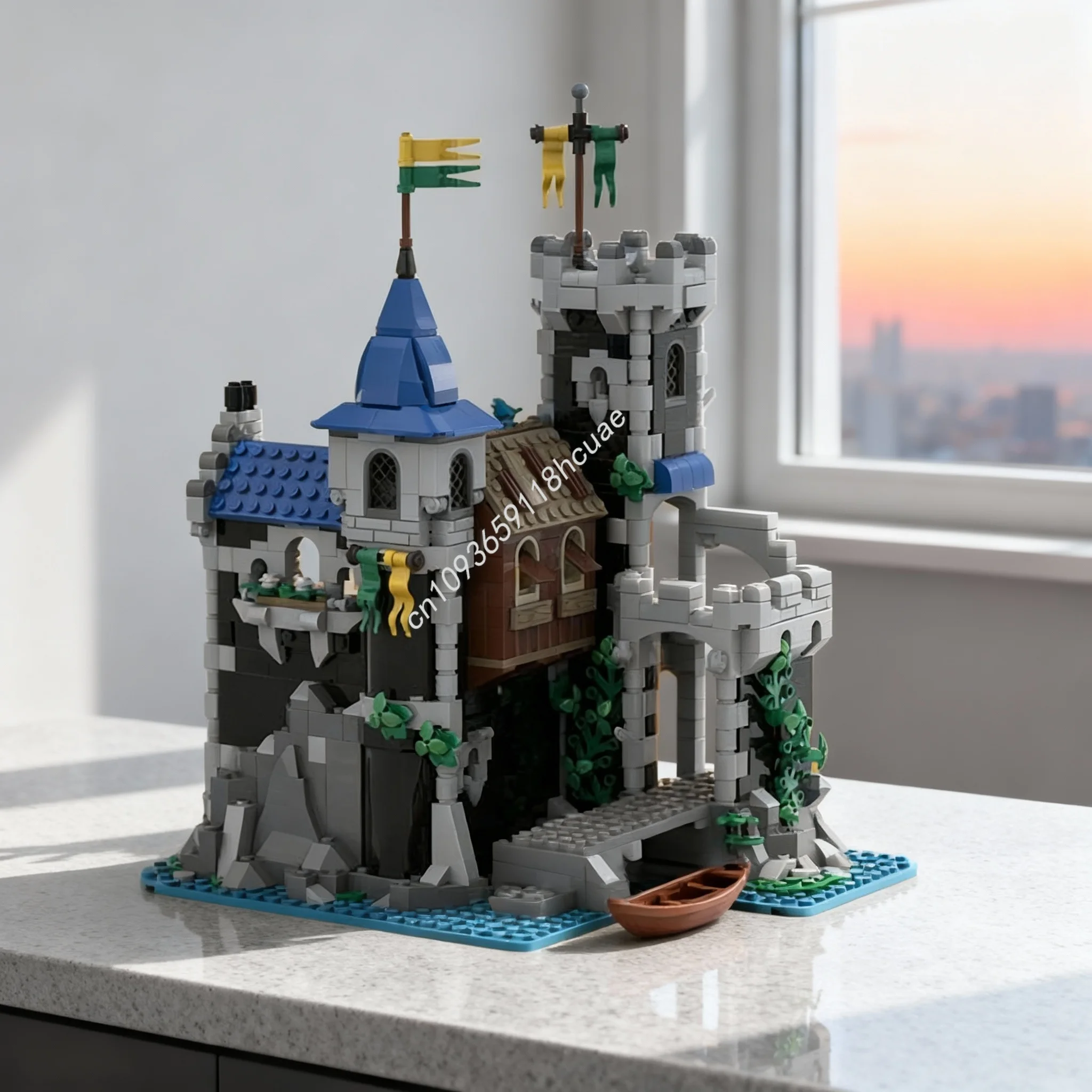 

933 детали MOC «Замок на берегу озера», серия BDP 1, конструктор, архитектурная модель, игрушка, рождественский подарок, кирпичики для детей