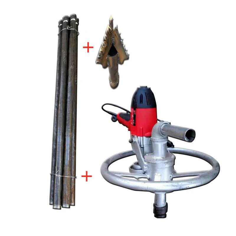 

Small electric well drilling machine Handheld disc household electric drilling rig drill rod drill bit matching