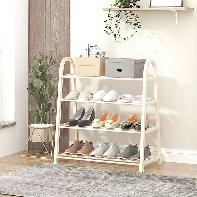 Simple Shoe Rack Dust-proof Storage Creative Light Luxury Wind Shoe Rack Stainless Steel Slipper Rack Home Dormitory Organizer