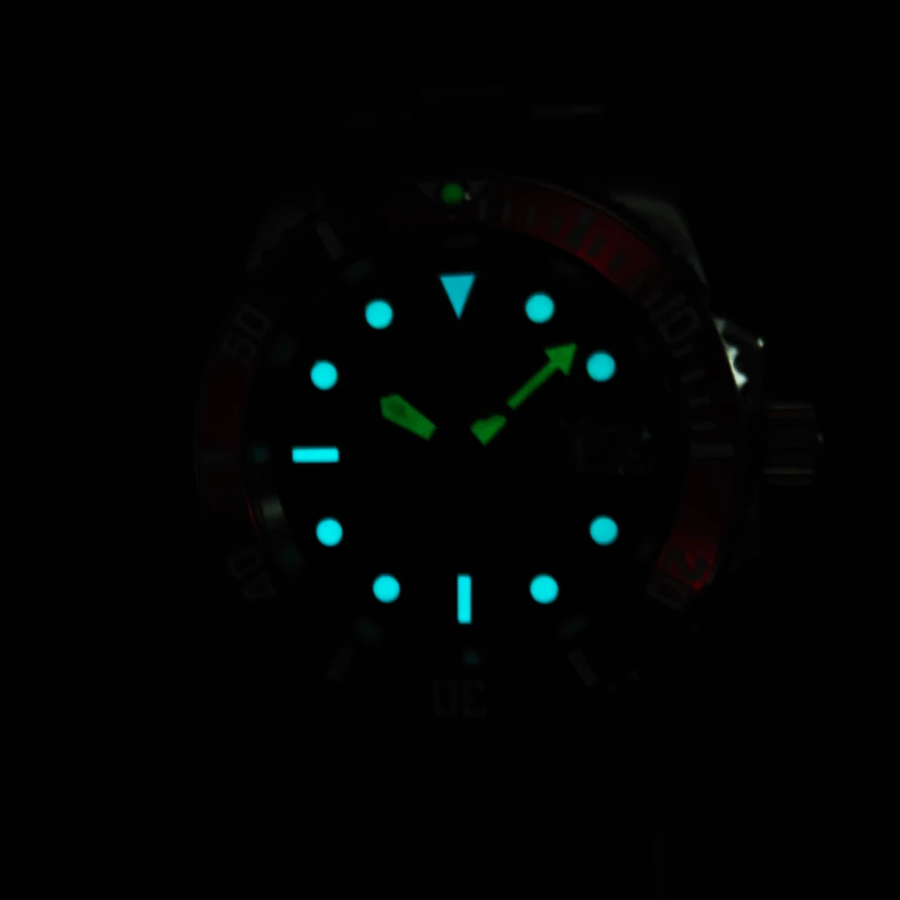 Imagem -05 - Gradiente Vermelho Dial Luminoso Vestido Automático Safira Mecânica 40 mm Nenhum Logotipo Nh35 Relógio Masculino Automático