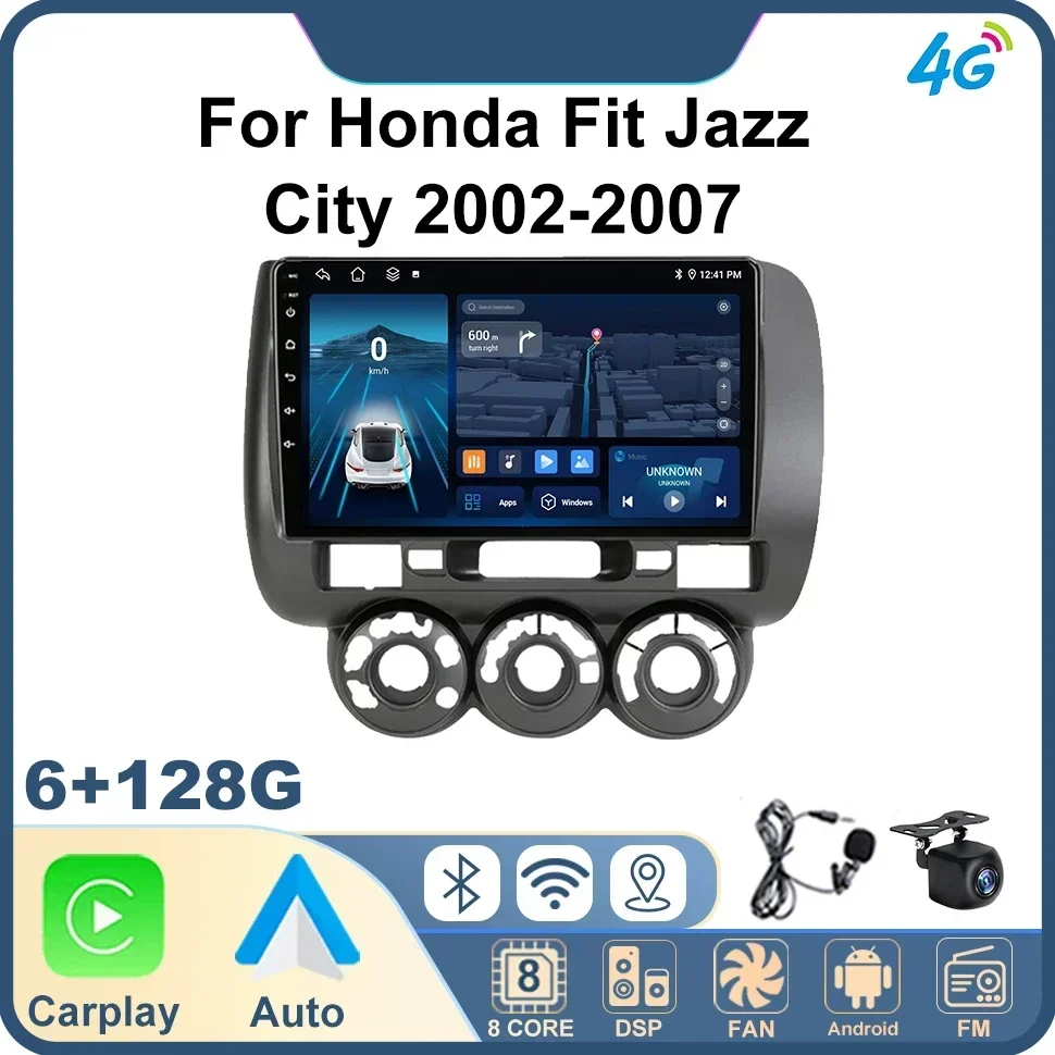 

Car Radio for Honda Fit Jazz City 2002-2007 Carplay Android Multimedia Video Player 4G Navigation GPS BT Head Unit Car Stereo