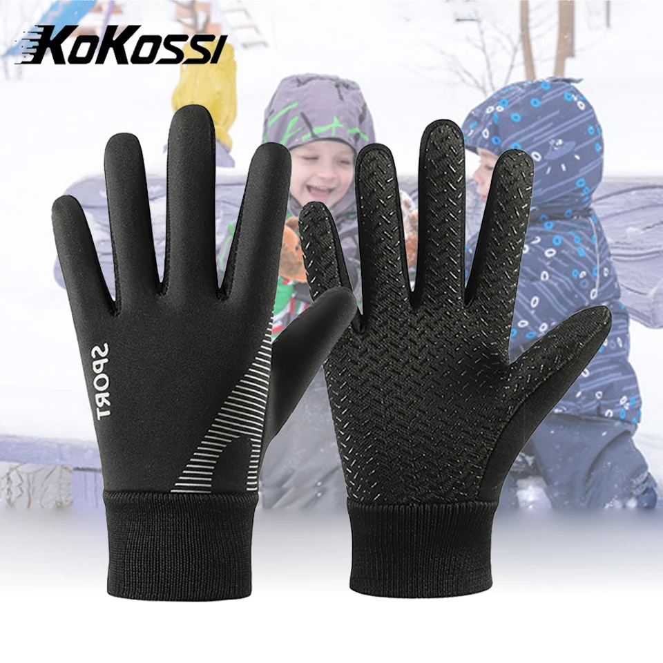 

KoKossi зимние термодетские перчатки, водонепроницаемые, ветрозащитные, нескользящие, перчатки для езды на велосипеде для мальчиков и девочек, теплые спортивные перчатки