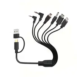 Kabel ładujący 6 w 1, USB C do Type-C, Micro USB, Mini USB Przewód ładujący DC 3,5 mm 3,5 mm do telefonów Głośnik MP3 MP4 i nie tylko