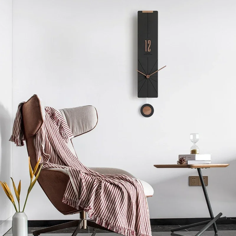 New Arrival Luxury Swing Wall Clock Modern Fashion Nordic Art Wall Clock Creative Strip-shaped Hanging Clock for Home Decoration