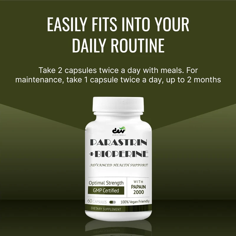Cleaning and Improving Gut Health - Black Walnuts, Garlic Bulbs, Papain 2000, BioPerine - Vegetarians, 60 Capsules