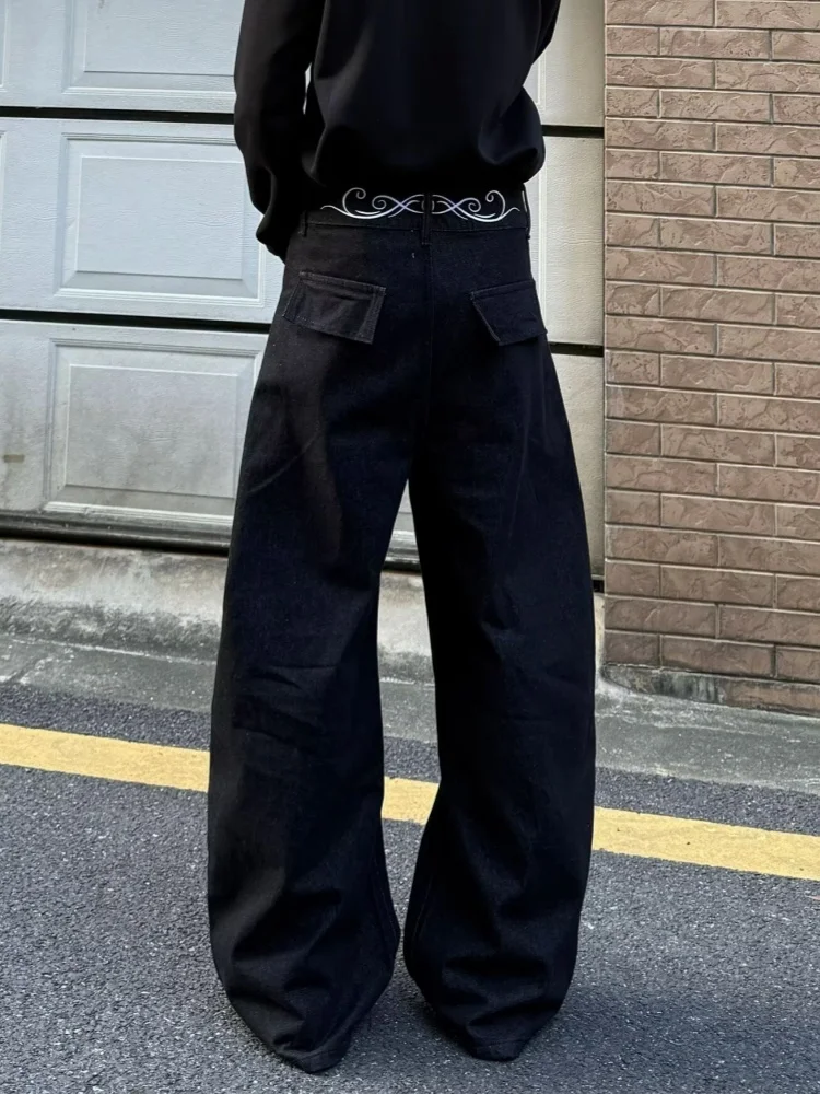 2025 Cyber Y2K Streetwear Embroidery Black Baggy Cleanfit Jeans Pants For Men Clothing Straight Casual Long Trousers Moda Hombre