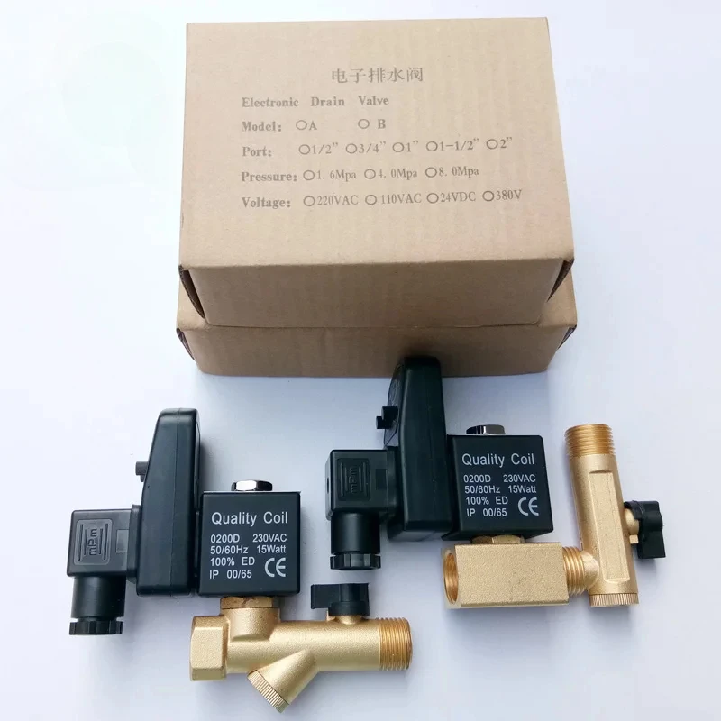 1/2 Inch Brass Electric Drain Valve With Timer For Water 220V 110V 24V 16bar