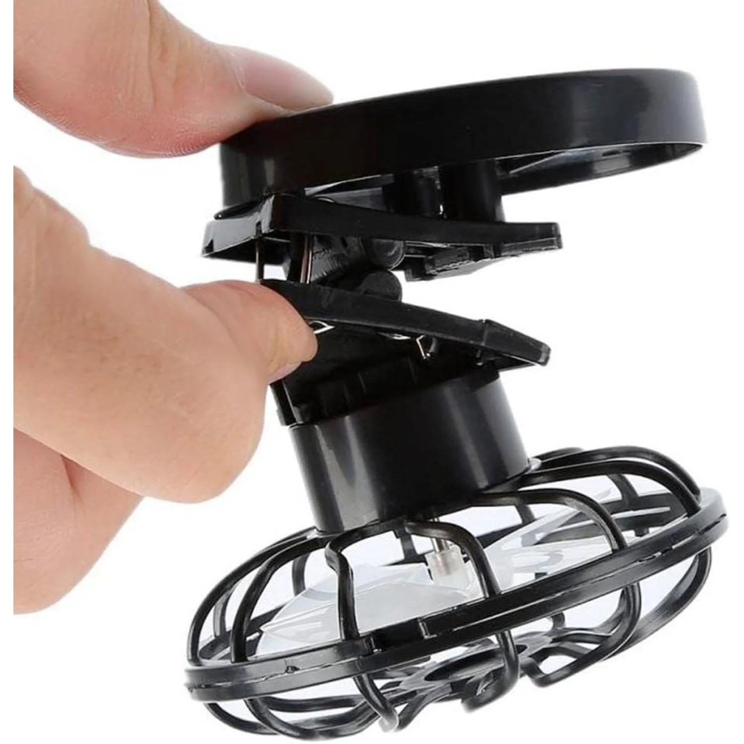 Paquete de 2 mini ventiladores con energía solar con clip, diámetro de 60 mm, color negro