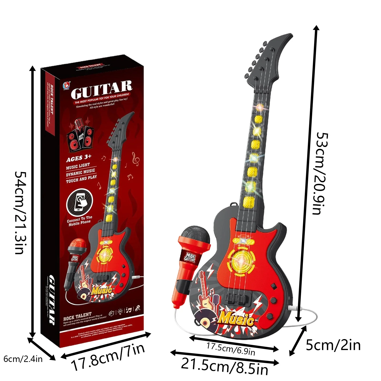 

Kids Guitar & Microphone Set Musical Toy Instrument for Children Party Performance Home Play