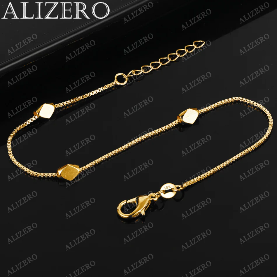 

ALIZERO 18K Gold Beads Box Chain Bracelets For Women Fine Jewelry Wedding Banquet Party Gift Personality Fashion Bracelet